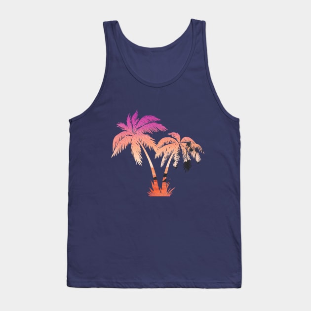 Palm trees silhouette and sunset double exposure Tank Top by Starlight Tales